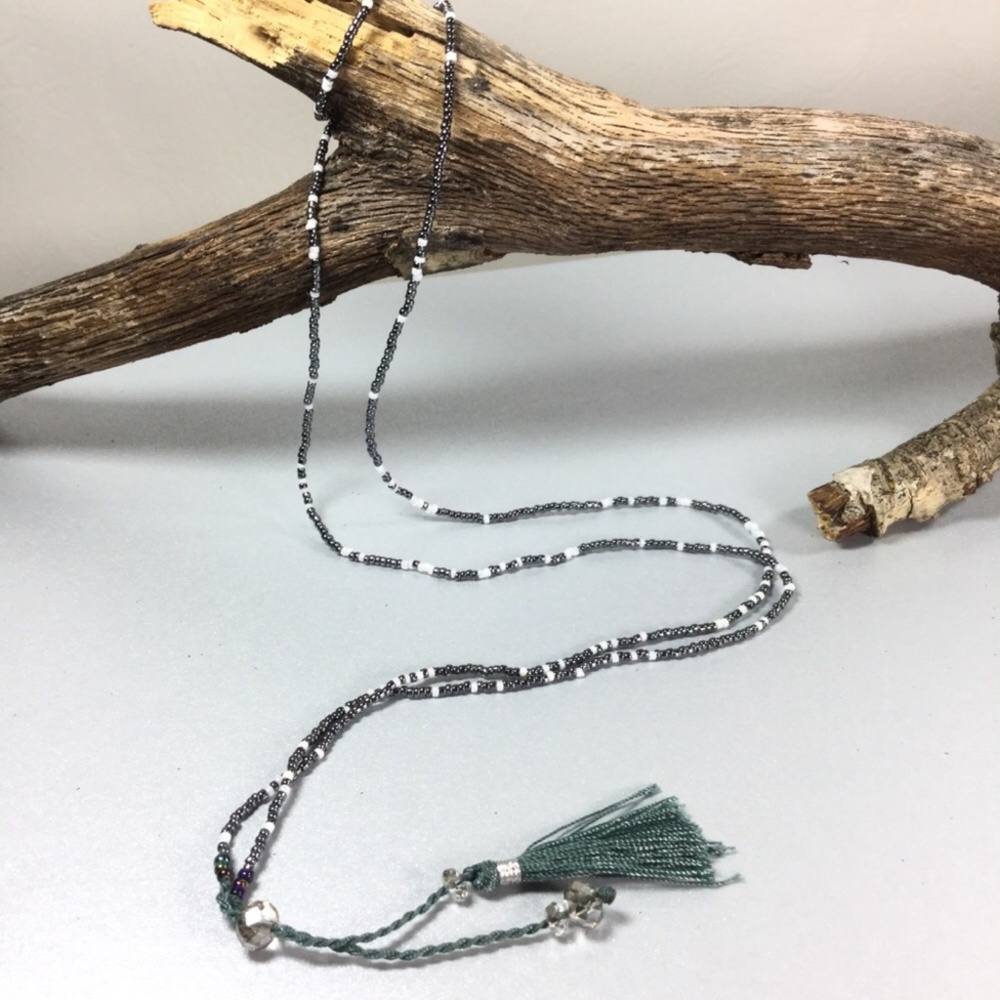 Seed Beads and Tassel Boho Necklace